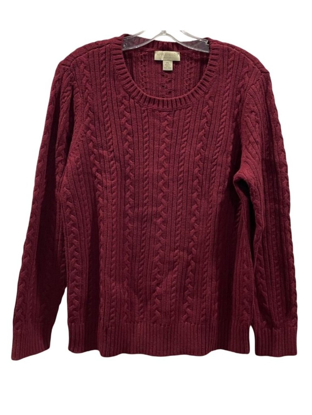 Appleseeds Wool Blend Crew Neck Sweater PL Burgundy Old Money Academia Preppy